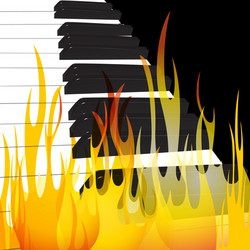 Piano in flames abstract flowing flame background vector