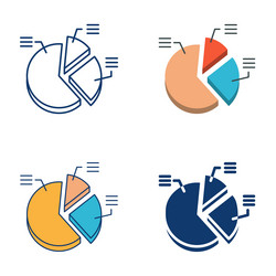 pie chart icon set in flat and line style vector