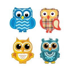 Two cute cartoon owls Royalty Free Vector Image