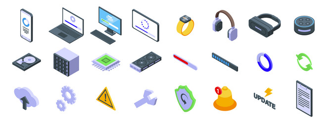 update app software icons isometric set vector image