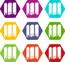 Cinnamon icon set color hexahedron vector