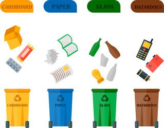 Different recycling garbage waste types sorting vector