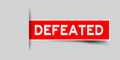 label sticker red color in word defeated vector image