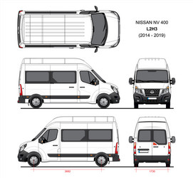 Nissan nv400 passenger van l2h3 2014-2019 vector