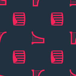 set ancient column and harp on seamless pattern vector image