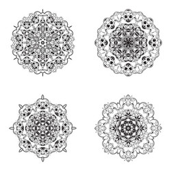 Set bundle black and white mandala element Vector Image