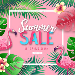 summer big sale typography poster with flamingo Vector Image