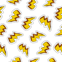 Thunder ray retro patch icon seamless pattern vector