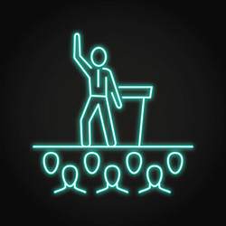 man with a speech neon icon vector