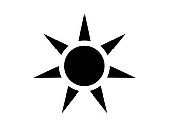 Sun icon black - template transparent background vector