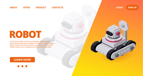 web template with a rover robot vector image