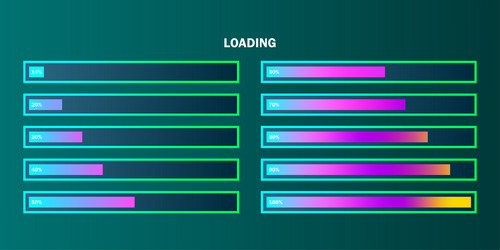 colorful loading bar set modern web element vector image