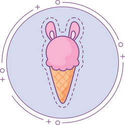 patch ice cream with ears bunny in frame vector image