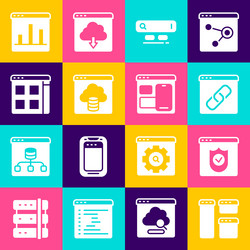 set browser window with shield search engine vector image
