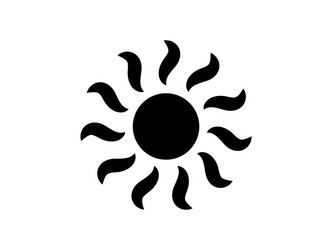 Sun icon black - template transparent background vector