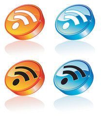 3D RSS Icon - Feed Button vector image