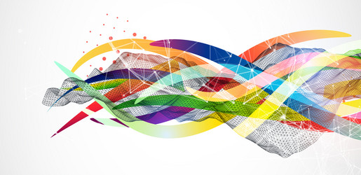abstract wireframe wave with colored lines vector image