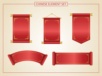 chinese scroll with red color in papercut style vector