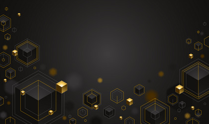 Cubes cluster with golden elements lines and dots vector