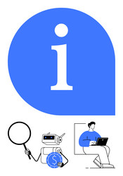 information access with magnifying glass computer vector image