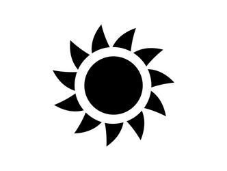 Sun icon black - template transparent background vector