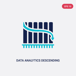 Two color data analytics descending line graphic vector