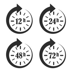 12 24 48 and 72 hours clock arrow work time vector