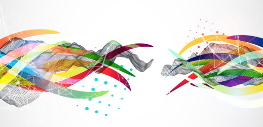 abstract wireframe wave with colored lines vector image
