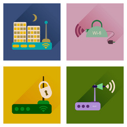concept of flat icons with long shadow wi-fi vector image