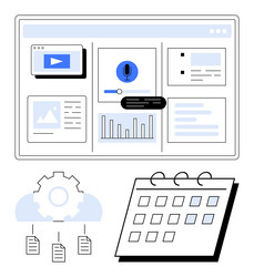 digital dashboard with analytics multimedia tools vector image