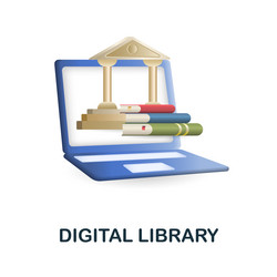 digital library icon 3d from e-learning vector image