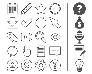 document time and calendar line icons question vector image