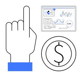 hand pointing towards financial analytics vector image