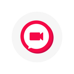 video call red button icon online chat white vector