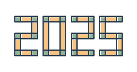 2025 happy new year simple sport style lines Vector Image