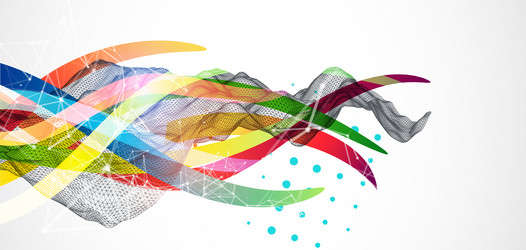 abstract wireframe wave with colored lines vector image
