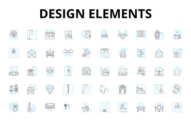 Design elements linear icons set color vector