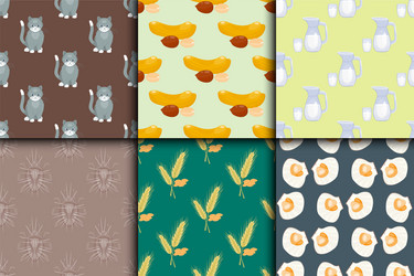 different seamless pattern set with cats food vector image