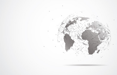 global network connection world map point vector image