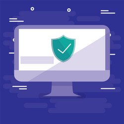 laptop computer with shield and ok symbol vector image