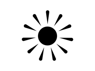 Sun icon black - template transparent background vector