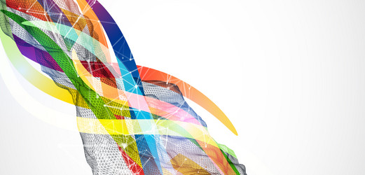 abstract wireframe wave with colored lines vector image