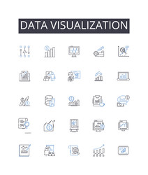 data visualization line icons collection vector image