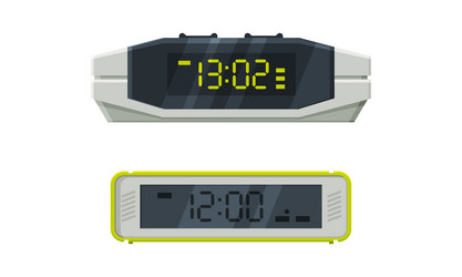 digital clock with clockwork mechanism displaying vector image