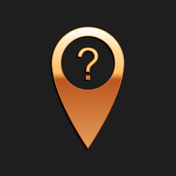 gold map pointer with question symbol icon vector image