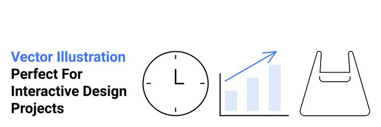 minimalist clock bar graph with upward arrow vector image