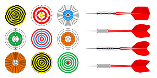 paper targets with dart arrows shooting range vector image