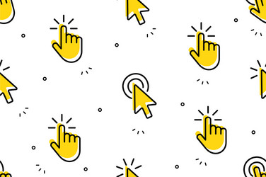 seamless pattern with hand cursor and icons vector image