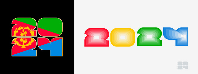 year 2024 with flag of eritrea and in color vector image