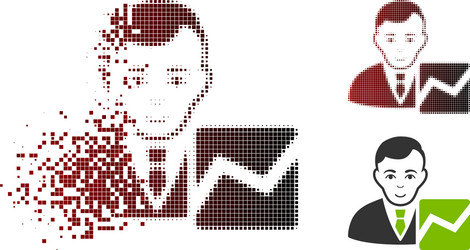 fragmented pixelated halftone stock trader icon vector image